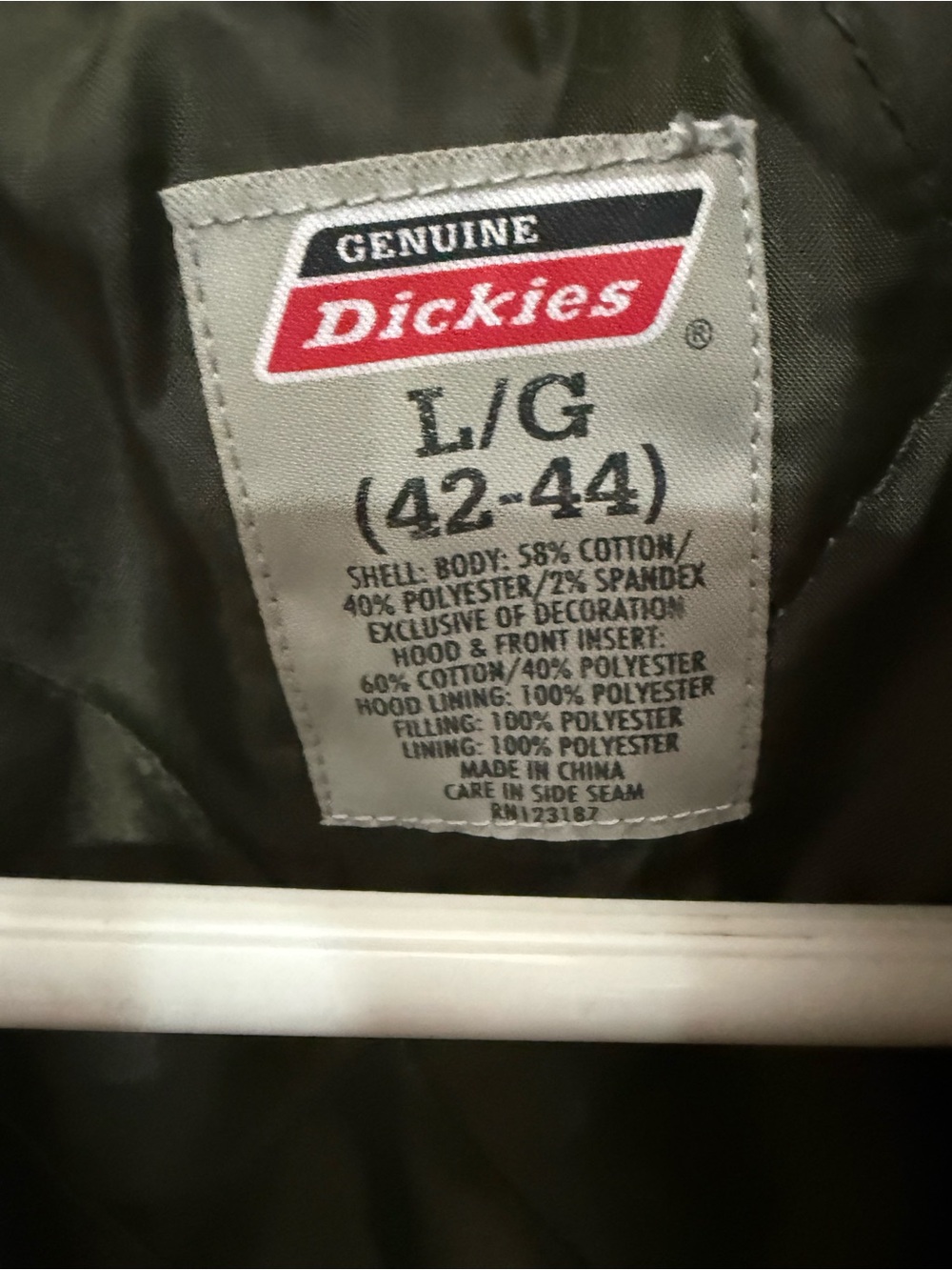 Dickies Men L Sherpa Lined Hooded Work Jacket Olive Green Canvas Utility Coat - Picture 3 of 5